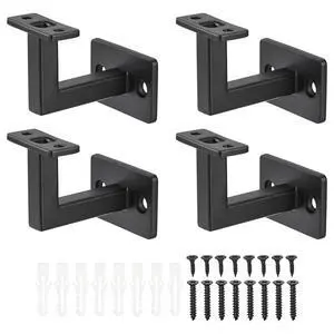 4x Black Carbon Steel Stair Handrail Bracket Bannister Wall Support Hand Rail For Home Improvement Accessory