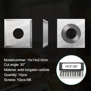10pcs 14mm Square Carbide Inserts Cutter Lathe Turning Tool With Screws Wrenches For Woodworking Lathe Tool Solid Carbide Blade