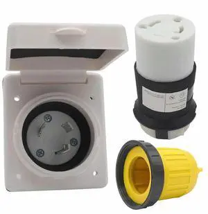 30 Amp 125V Power Inlet - Female Rotation Locking Connector Weatherproof Kit For  Electrical Equipment Tool Accessory