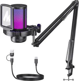 MAONO Gaming USB Microphone, Noise Cancellation Condenser mic with Mute, Gain, Monitoring, Boom Arm for Streaming, Podcast, Twitch, YouTube, Discord, PC, Computer, PS4, PS5, Mac, GamerWave DGM20S MAONO Gaming USB Microphone, Noise Cancellation Condenser mic with Mute, Gain, Monitoring, Boom Arm for Streaming, Podcast, Twitch, YouTube, Discord, PC, Computer, PS4, PS5, Mac, GamerWave DGM20S