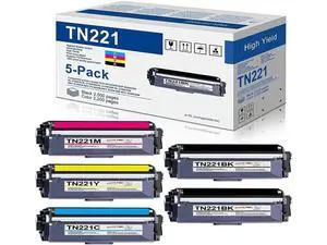 5 Pack TN-221BK TN-225 C/M/Y Color Toner Set For Brother HL-3140CW HL-3170CDW 5 Pack TN-221BK TN-225 C/M/Y Color Toner Set For Brother HL-3140CW HL-3170CDW