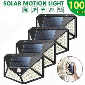 4 PACK 100 LED Solar Power Light PIR Motion Sensor Outdoor Garden Wall Path Lamp 4 PACK 100 LED Solar Power Light PIR Motion Sensor Outdoor Garden Wall Path Lamp