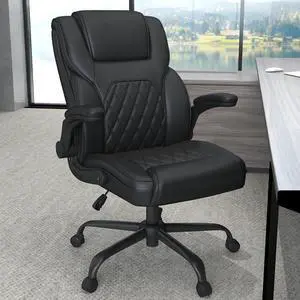 AnyGod Executive Office Chair, Comfy Ergonomic Computer Desk Chairs with Flip-up Armrests, Lumbar Support, High Back, 360° Swivel and Rocking Function for Home Office