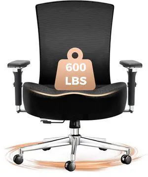 600lbs Big and Tall Office Chair,Oversized Ergonomic Breathable Mesh Desk Chair with W-Shape Thicken Seat Cushion,Computer Chair with Upgraded 4D Armrest,Lumbar Support for Heavy People All Day