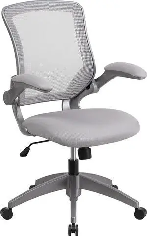 Flash Furniture Mesh Swivel Ergonomic Office Chair, Gray | Gray Frame, Mid-Back, Flip-Up Arms, Mesh Back Flash Furniture Mesh Swivel Ergonomic Office Chair, Gray | Gray Frame, Mid-Back, Flip-Up Arms, Mesh Back