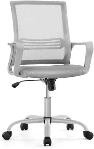 OLIXIS Ergonomic Home Office Chair  Rolling Desk Chair with Lumbar Support and Armrest, Mid Back Executive Task Chair with Padded Seat and Tilt Function, Grey (FC914GY)