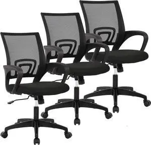 PayLessHere Home Office Chair Desk Computer Chair Adjustable Ergonomic Chair Lumbar Support Armrest Executive with High Density Mesh 360 Degree Swivel Chair for Adults Chair (Pack of 3, Black)