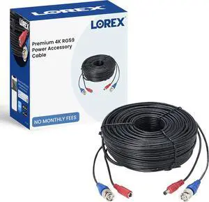Lorex 4K RG59 Power Accessory Cable, Video Cable for Security Camera Systems, for Analog HD (CVI/TVI/AHD/MPX) or Analog (CVBS) Surveillance System, 60 feet (18m) Lorex 4K RG59 Power Accessory Cable, Video Cable for Security Camera Systems, for Analog HD (CVI/TVI/AHD/MPX) or Analog (CVBS) Surveillance System, 60 feet (18m)