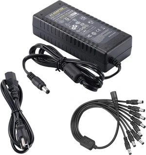 12V 7A Power Supply Security Surveillance - AC 100-240V to DC 12 Volt 7 Amp Switching Power Supply Adapter Transformer with 1 to 8 Splitter Cable for LED Strip Light CCTV Security System 12V 7A Power Supply Security Surveillance - AC 100-240V to DC 12 Volt 7 Amp Switching Power Supply Adapter Transformer with 1 to 8 Splitter Cable for LED Strip Light CCTV Security System