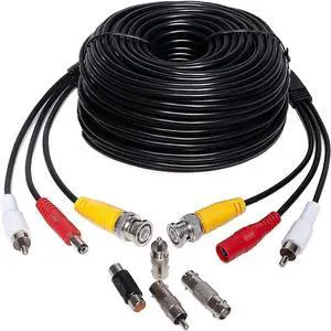 100ft 3-in-1 BNC Security Camera Cable Pure Copper Audio Video Power Wire for CCTV, DVR, Surveillance Systems Premium All-in-One Cable with BNC & RCA Connectors Superior Signal & Noise Reduction 100ft 3-in-1 BNC Security Camera Cable Pure Copper Audio Video Power Wire for CCTV, DVR, Surveillance Systems Premium All-in-One Cable with BNC & RCA Connectors Superior Signal & Noise Reduction