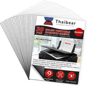 Thaibear Printable Magnetic Sheets, 8.5" x 11", 30 Pack Glossy Magnet Printer Paper for Inkjet, Flexible Magnetic Printer Paper for Fridge, Crafts - Peel and Stick Magnetic Tape Thaibear Printable Magnetic Sheets, 8.5" x 11", 30 Pack Glossy Magnet Printer Paper for Inkjet, Flexible Magnetic Printer Paper for Fridge, Crafts - Peel and Stick Magnetic Tape