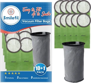 Smilefil Round 6QT Intercept Micro Filter Paper Bags 100431 & Round Reusable Micro Cloth Filter Bags 100564 Replacement Fits for Proteam Cylindrical 6 Quart Backpack Vacuum Cleaners Smilefil Round 6QT Intercept Micro Filter Paper Bags 100431 & Round Reusable Micro Cloth Filter Bags 100564 Replacement Fits for Proteam Cylindrical 6 Quart Backpack Vacuum Cleaners