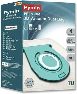 Pymin 12Pack TU/CO Vacuum Hoover Bags 4 Exhaust Filters for Guard L1/M1/S1 Pymin 12Pack TU/CO Vacuum Hoover Bags 4 Exhaust Filters for Guard L1/M1/S1