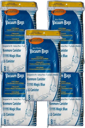 Envirocare Replacement Micro Filtration Vacuum Cleaner Dust Bags made to fit Kenmore Canister Type M 51195 Magic Blue and LG Canisters 40 bags Envirocare Replacement Micro Filtration Vacuum Cleaner Dust Bags made to fit Kenmore Canister Type M 51195 Magic Blue and LG Canisters 40 bags