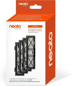 Neato Robotics Original Replacement Parts- Ultra-Performance Filters (4-pack). Developed for D9, also compatible with D10, D8, D7, D6, D4 Robot Vacuums. Neato Robotics Original Replacement Parts- Ultra-Performance Filters (4-pack). Developed for D9, also compatible with D10, D8, D7, D6, D4 Robot Vacuums.