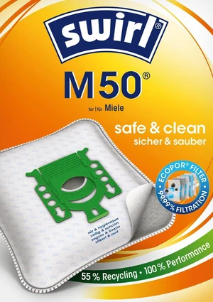 Swirl M 50 AirSpace Vacuum Cleaner Bags for Miele Vacuum Cleaners, Highly Absorbent, Lockable Plate, 10 Bags + 2 Filters Swirl M 50 AirSpace Vacuum Cleaner Bags for Miele Vacuum Cleaners, Highly Absorbent, Lockable Plate, 10 Bags + 2 Filters