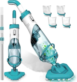 Cordless Pool Vacuum for Above Ground Pool, 19 GPM Handheld Spa Hot Tub Vacuum Cleaner with 60" Extendable Pole, 60 Min Running Time, Ideal for Sand Underwater and Cleaning Debris Cordless Pool Vacuum for Above Ground Pool, 19 GPM Handheld Spa Hot Tub Vacuum Cleaner with 60" Extendable Pole, 60 Min Running Time, Ideal for Sand Underwater and Cleaning Debris