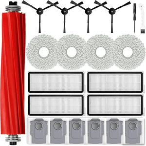 Accessories Kit for Roborock Qrevo S/Qrevo Pro Robot Vacuum Cleaner, 1 Main Brushes, 6 Dust Bags, 4 Side Brushes, 4 HEPA Filters, 4 Mop Cloths, Cleaning Tool, Attachments Replacement Parts 21pcs Accessories Kit for Roborock Qrevo S/Qrevo Pro Robot Vacuum Cleaner, 1 Main Brushes, 6 Dust Bags, 4 Side Brushes, 4 HEPA Filters, 4 Mop Cloths, Cleaning Tool, Attachments Replacement Parts 21pcs