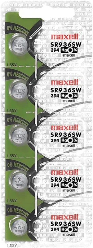 Maxell Watch Battery Button Cell SR936SW 394 Pack of 5 Batteries Maxell Watch Battery Button Cell SR936SW 394 Pack of 5 Batteries