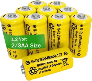 10Pcs NiCAD 2/3AA Size 400mAh 1.2V Rechargeable Solar Lights Batteries 10Pcs NiCAD 2/3AA Size 400mAh 1.2V Rechargeable Solar Lights Batteries