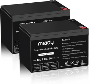 Miady 12V 9Ah Rechargeable Sealed Lead Acid Battery (2 Packs) Miady 12V 9Ah Rechargeable Sealed Lead Acid Battery (2 Packs)