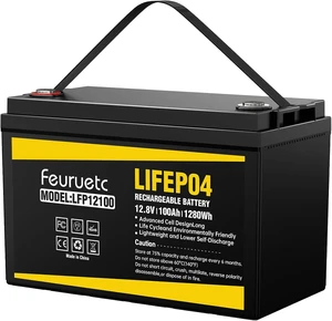12V 100Ah LiFePO4 Solar Battery Deep Cycle Lithium Battery for Solar Systems, Off-Grid, RV, Marine, and Backup Power with 15000+ Cycles, Lightweight, Maintenance-Free 12V 100Ah LiFePO4 Solar Battery Deep Cycle Lithium Battery for Solar Systems, Off-Grid, RV, Marine, and Backup Power with 15000+ Cycles, Lightweight, Maintenance-Free