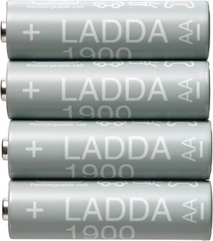 Ikea LADDA Rechargeable Batteries AA HR6 1.2V 1900mAh Grey Pack of 4