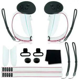 For Quest 3 VR Headset Accessories Set Cover Adjustable Wrist Strap Silicone Active Straps Lens Cloth Joystick Caps