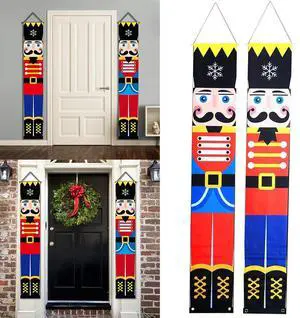 2 Pcs Xmas Soldier Model Banner Holiday Hanging Banner Xmas Decoration Christmas Couplets for Front Door Family Year Party