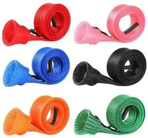 6Pcs Fishing Rod Cover with Elastic Rope Fishing Spinning Rod Socks Breathable Braided Mesh Rod Cover Fishing Tool Accessories