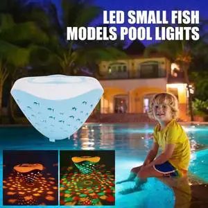 Colorful Underwater Lights Fish Pattern Floating Pool Lights 4 Colors Operated Projector Light for Pool Party