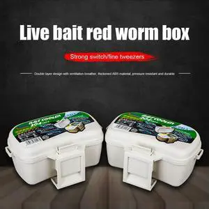 Fishing Tackle Boxes Two Layers Fishing Bait Box Waist Hanging with Bait Tweezers for Outdoor Fishing Accessories