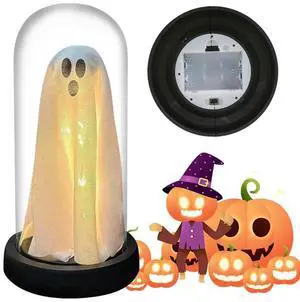 Halloween Decorations Indoor Light Up Ghost in Plastic Cloche Cute Ghost with Light for Home Party Decor and Holiday Decorations