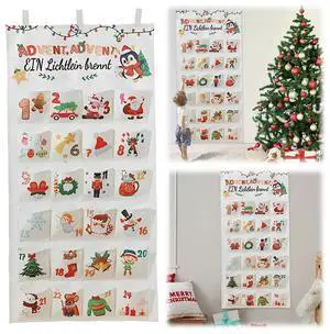 Fabric Christmas Advent Calendar Christmas Countdown Calendar Reusable Advent Calendar 2024 with 24 Pockets Party Supplies
