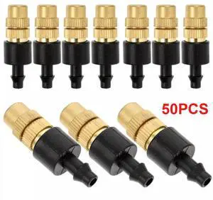 50Pcs Brass Spray Nozzle Adjustable Garden Hose Sprinkler Head Irrigation Drippers Atomizing Nozzle for 4/7mm Hose