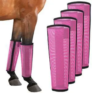 4 Sets Horse Leg Mosquito Protective Cover Breathable Mesh Horse Boots for Preventing Legs Reduces Flies Mosquitoes Bites