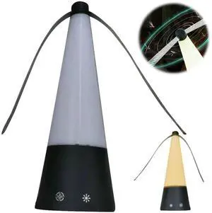 Fly Deterrent with Holographic Blades Table Top Bug Repellent Fan LED Light Fly Swatter Fan for Picnic Restaurant Party Home BBQ