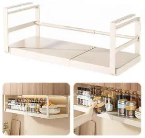 Extendable Under Cabinet Add-on Baskets Heavy Duty Under Cabinet Organizer for Pantry Cabinet Laundry Room Shoe Rack