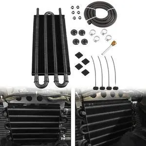 4 Row Aluminium Alloy Radiator with Tube and Hose Mounting Kit Oil Radiator Transmission Engine Cooler