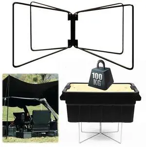Camping Foldable l Stand Portable Aluminum Alloy Box Stand Steel Organizer Box Folding Stand for Outdoor Picnic Fishing