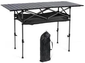 Outdoor Folding Table with Carrying Bag Roll-Up Rectangular Table Large Capacity Ultralight Dinner Desk for Sports Event Fishing