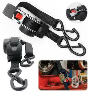 Retractable Ratchet Strap Heavy Duty Tie Down Auto Self Retracting Tie Down Strap for Truck Cargo Trailer Motorcycle & More