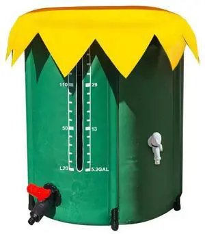 200L Rainwater Tank Sturdy Design Rainwater Collection Barrel Portable Rainwater Collection Container with Spigot & Over