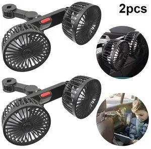 1/2PCS 3-Speed USB Car Seat Back Cooling Fan Dual Head Neck Cooler with 360 Degree Rotation for Summer Car Vehicle SUV Accessori