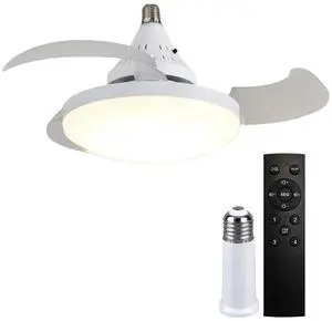 Portable Hanging Fan with LED Lantern Remote Control Invisible Leaf Fan 3 Gears Electric Silent Ceiling Fan for Home Outdoor