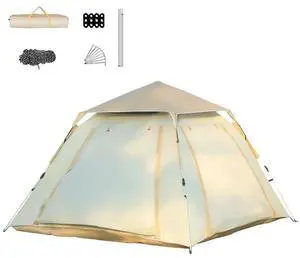 Large Size Outdoor 3-4P One-Touch Camping Tent Quick Automatic Opening Beach Fishing Tent Family Travel Picnic Park Anti-UV Tent