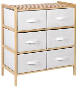 Bamboo Tidy Box Pull Out Quilt Shelf with 6 Baskets Sundries Organizer Shelf Multifunctional for Home