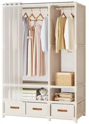 Fabric Floor Wardrobe Assemble Simple Non-Woven Cabinet with 3 Drawer Multi-Layer Wardrobe for Dorm Bedroom Fabric Floor Wardrobe Assemble Simple Non-Woven Cabinet with 3 Drawer Multi-Layer Wardrobe for Dorm Bedroom