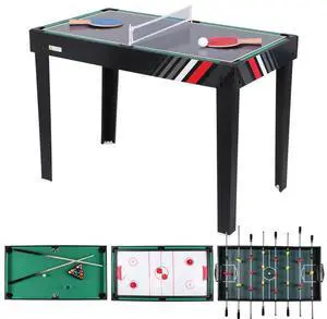 4-In-1 Multi Game Table with Football Billiards Ice Hockey Table Tennis Different Convert Tables Game Multifunction Gaming Table