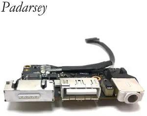 DC-in Power Jack I/O Board with USB Audio MagSafe 2 Flex Cable Compatible for MacBook Air 13" A1466 MD760 820-3455-A